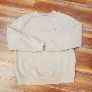 Vintage NIKE Crewneck Sweatshirt Mini Swoosh TAN KHAKI Earth Tone Beige Large L